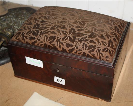 Victorian mahogany box with upholstered top